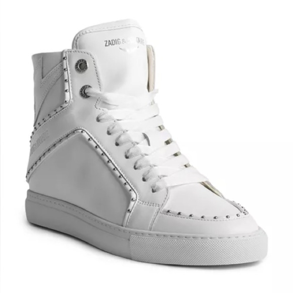 NIB Zadig & Voltaire Women's High Flash Studded Trim High Top Sneakers size 8